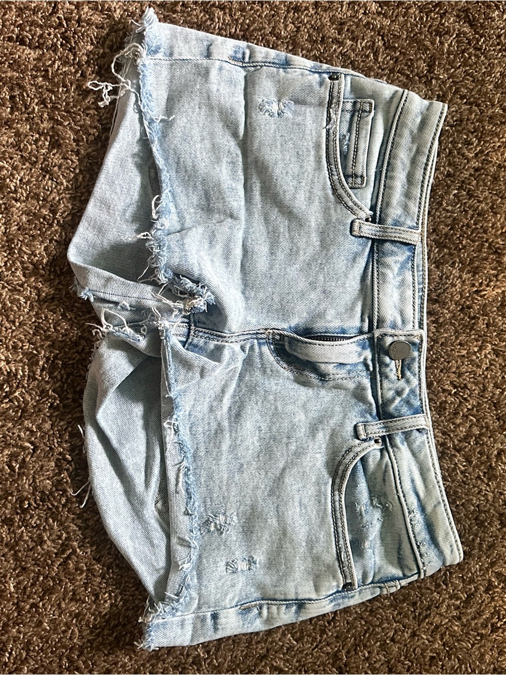 BKE Light Blue Distressed Denim Jean Shorts